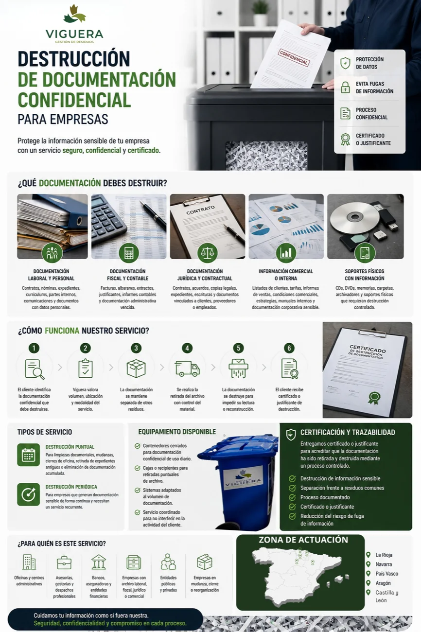 Infografía sobre destrucción de documentación confidencial para empresas