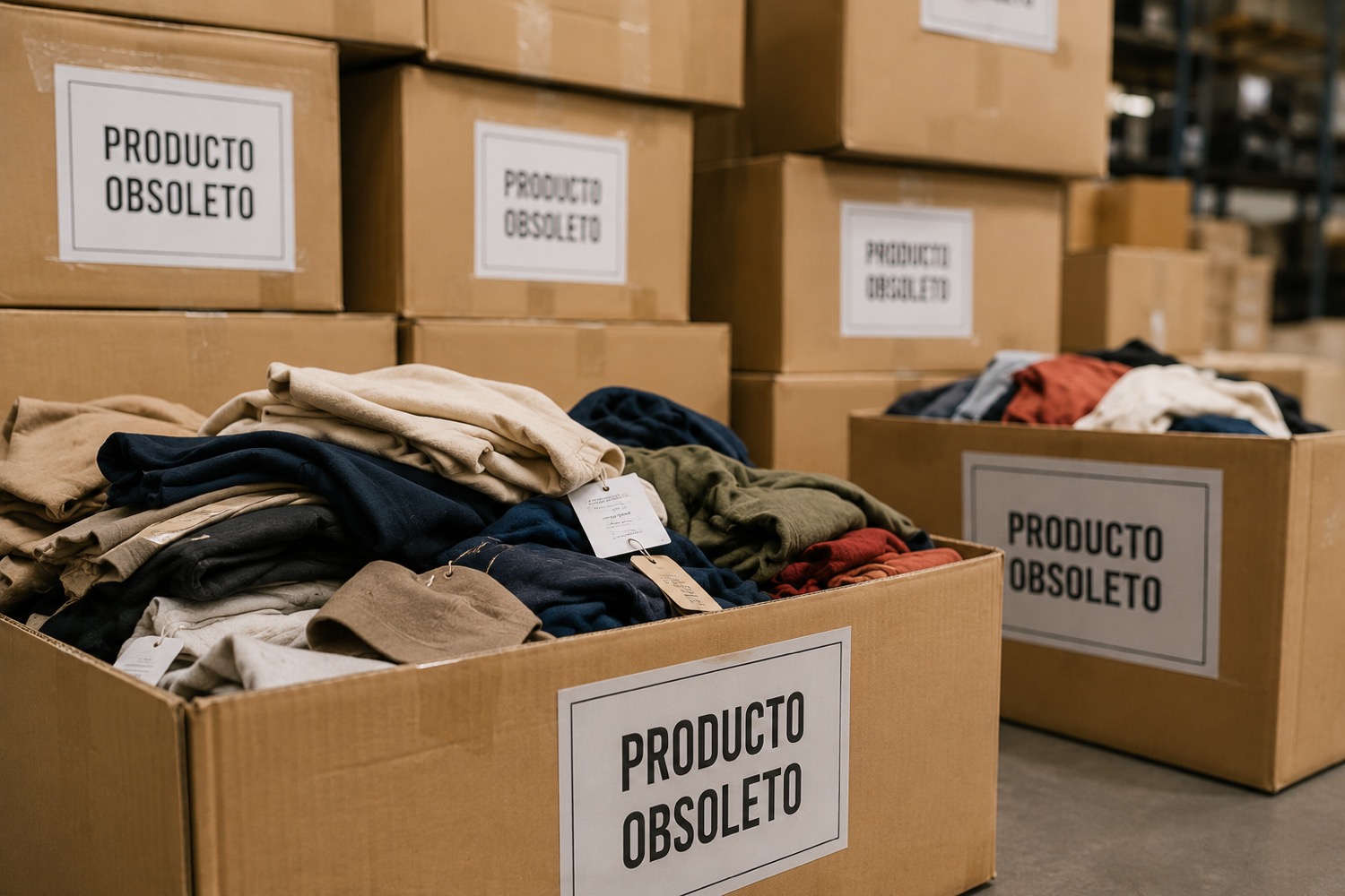 Cajas de producto obsoleto preparadas para destrucción controlada